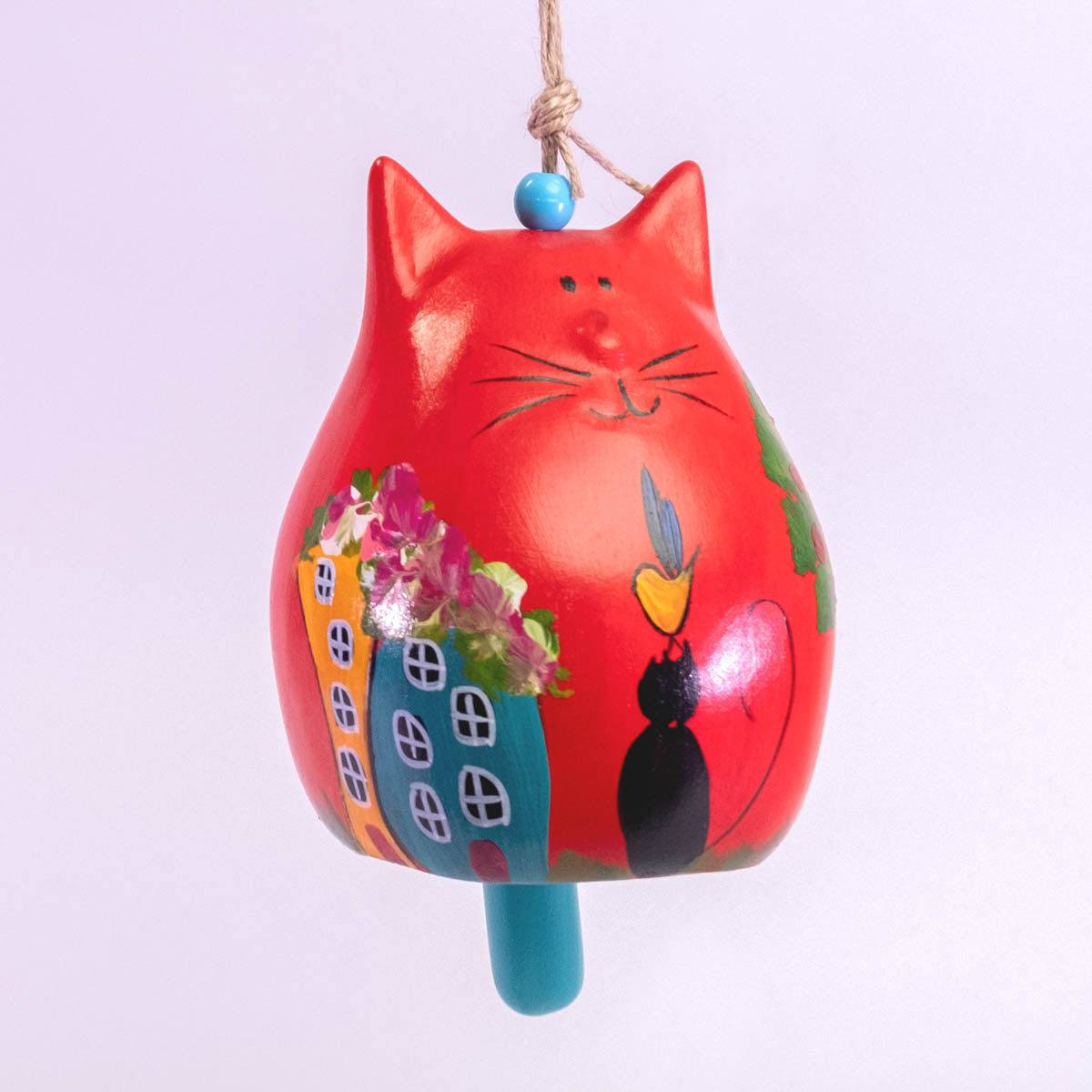 Wall-hanging Ceramic Fat Cat / home decoration / Handmade / Handicraft / Hand painting cat wall hanger