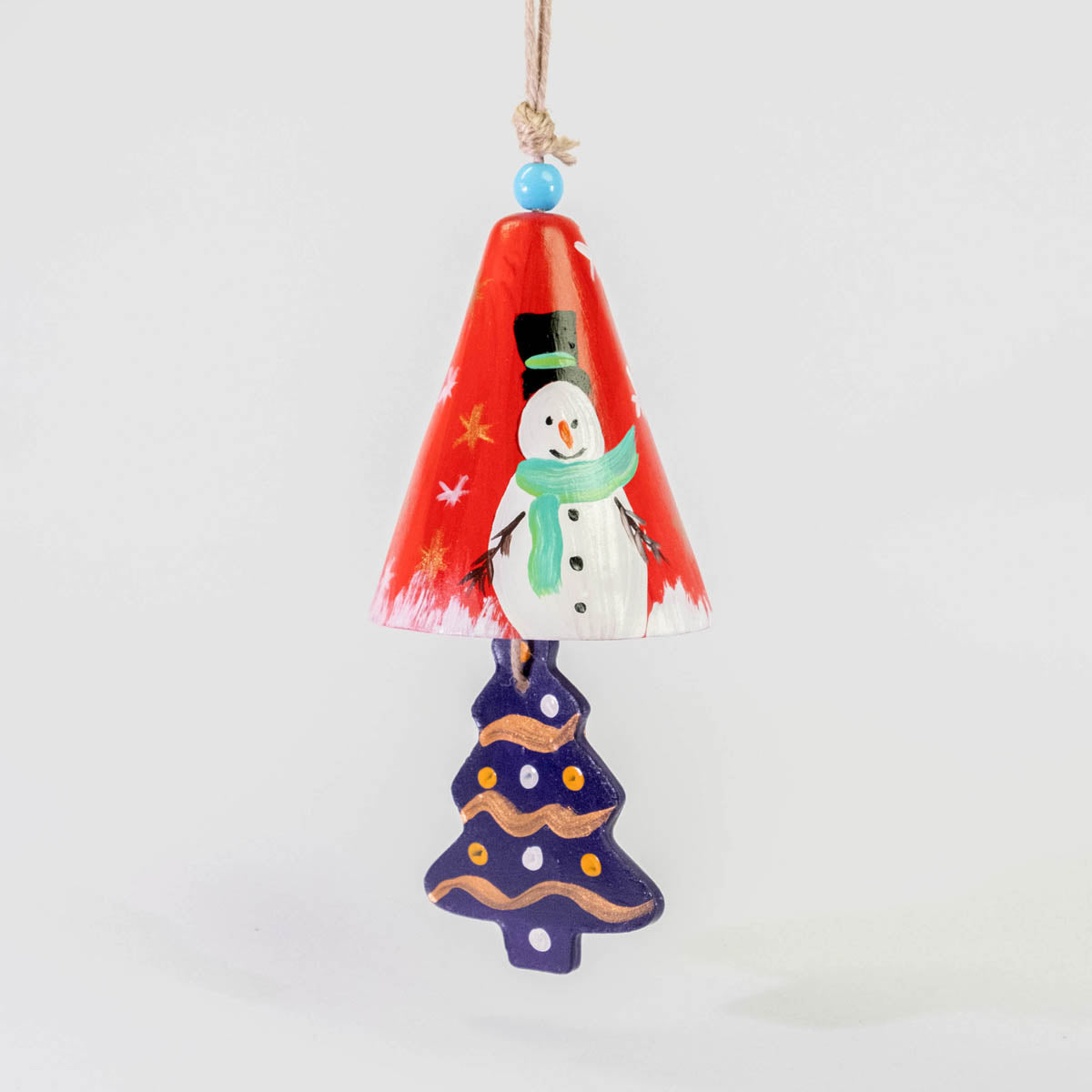 3" Dia. Ceramic Christmas Bell Ornament with Hanging Tree / Home Decoration / Handmade / Handicraft / Hand-painted Christmas Ornaments