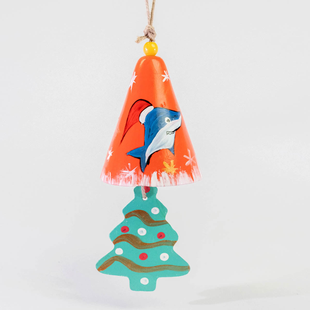 3" Dia. Ceramic Christmas Bell Ornament with Hanging Tree / Home Decoration / Handmade / Handicraft / Hand-painted Christmas Ornaments