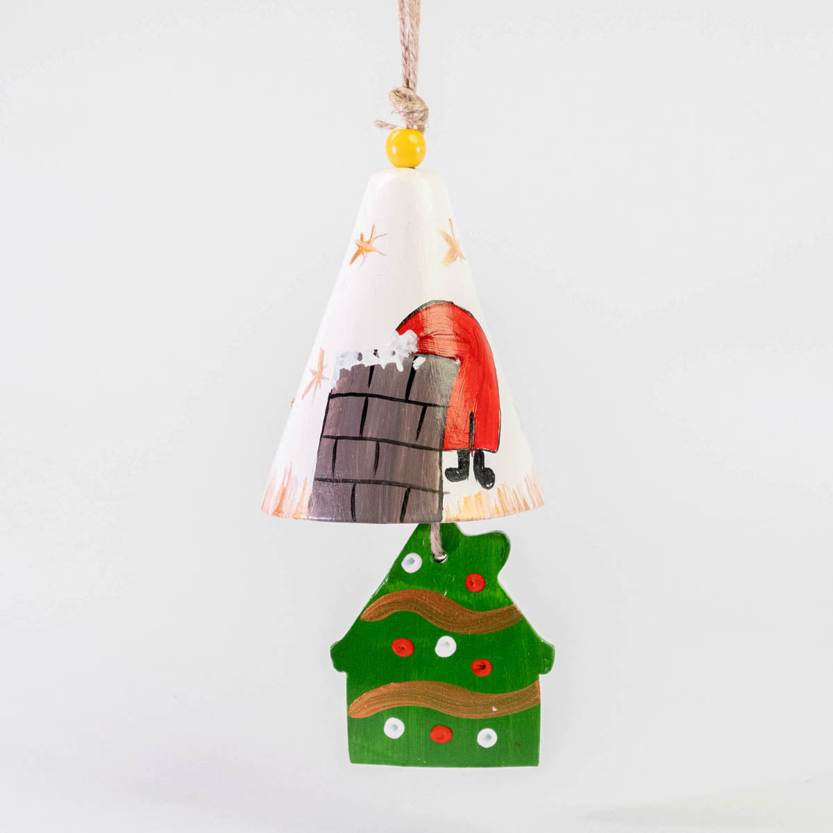 3" Dia. Ceramic Christmas Bell Ornament with Hanging Tree / Home Decoration / Handmade / Handicraft / Hand-painted Christmas Ornaments