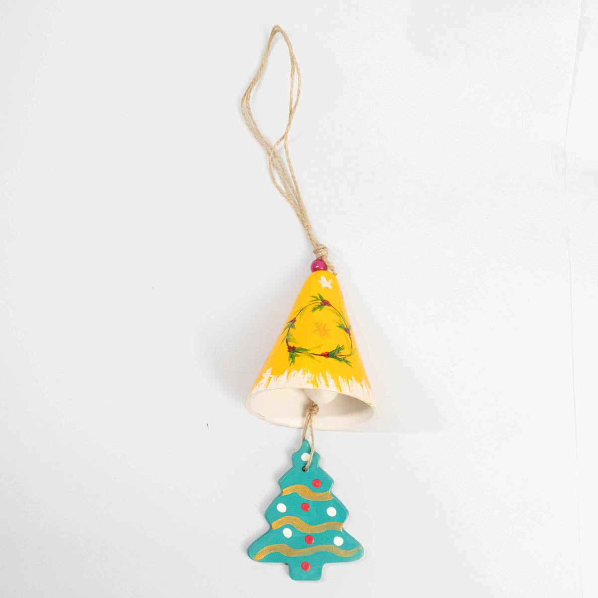 3" Dia. Ceramic Christmas Bell Ornament with Hanging Tree / Home Decoration / Handmade / Handicraft / Hand-painted Christmas Ornaments