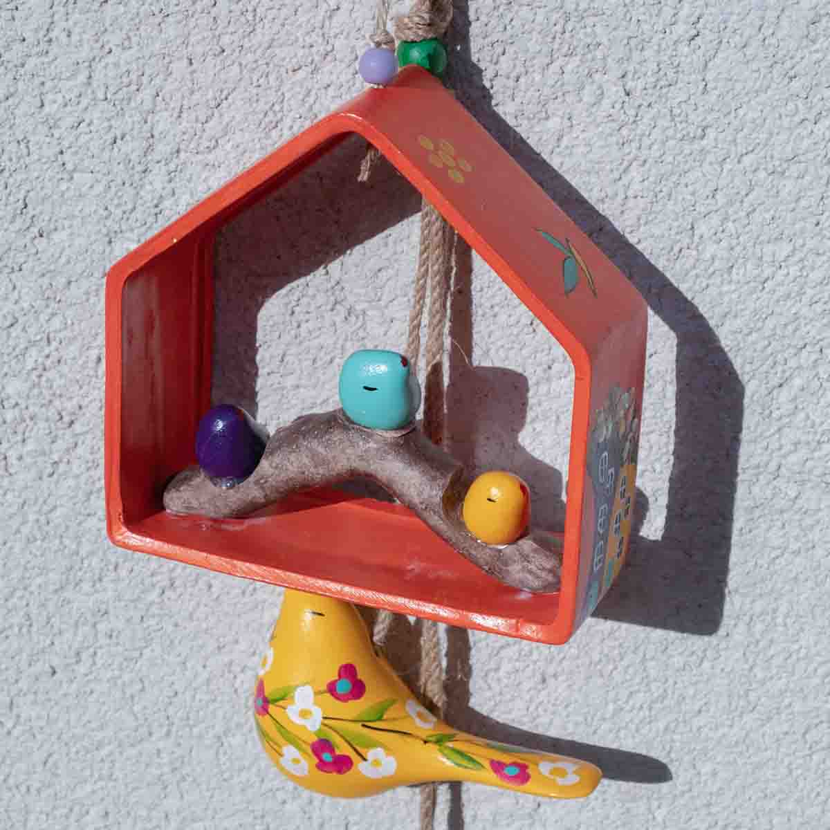 Wall-hanging Ceramic Bird House with 6 Birds / Home Decoration / Handmade / Handicraft / Hand-painted Wall-Hanging Bird House