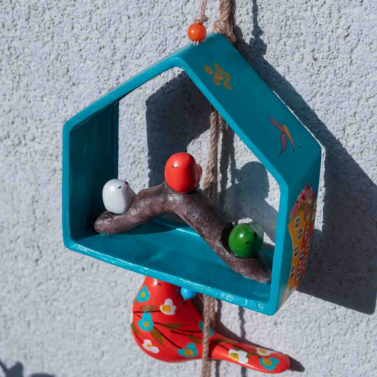 Wall-hanging Ceramic Bird House with 6 Birds / Home Decoration / Handmade / Handicraft / Hand-painted Wall-Hanging Bird House