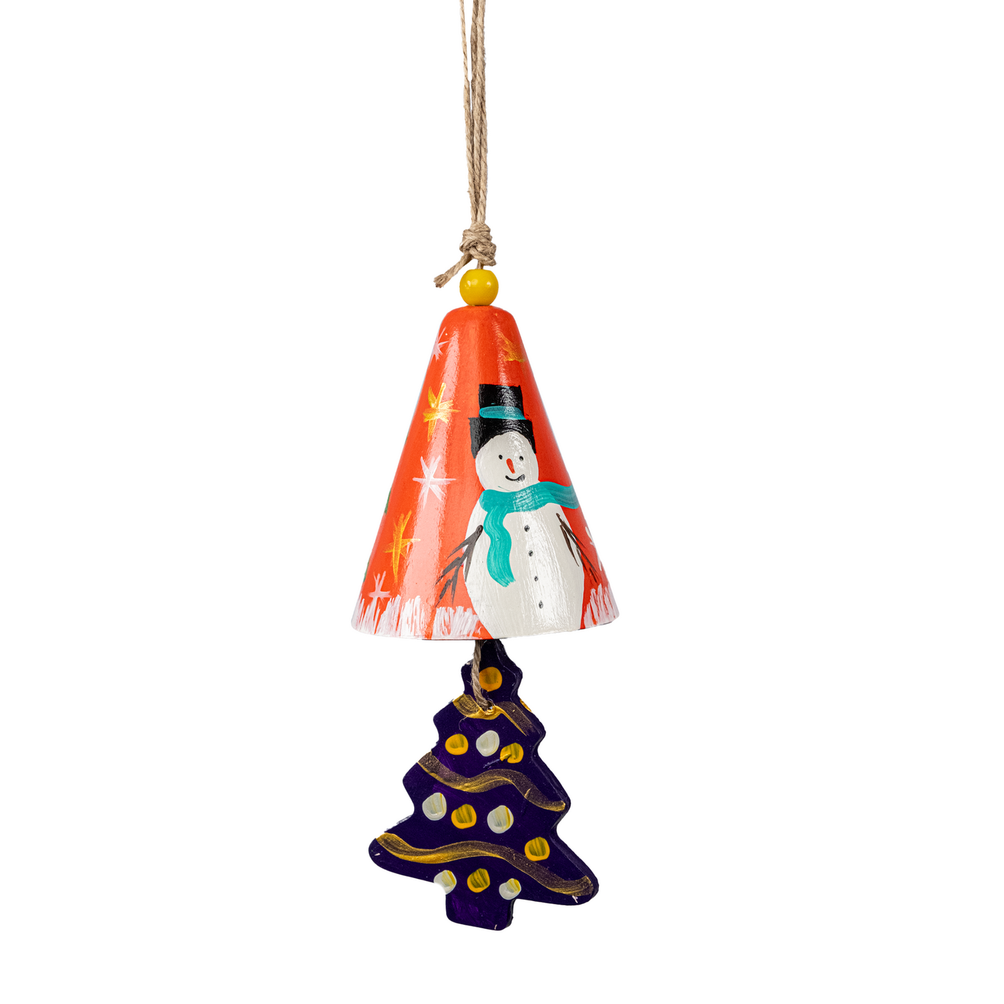 3" Dia. Ceramic Christmas Bell Ornament with Hanging Tree / PAY 4, GET 5 / Set of 5 / Home Decoration / Handmade / Handicraft / Hand-painted Christmas Ornaments