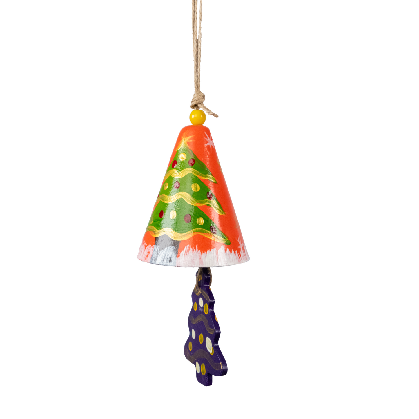 3" Dia. Ceramic Christmas Bell Ornament with Hanging Tree / PAY 4, GET 5 / Set of 5 / Home Decoration / Handmade / Handicraft / Hand-painted Christmas Ornaments