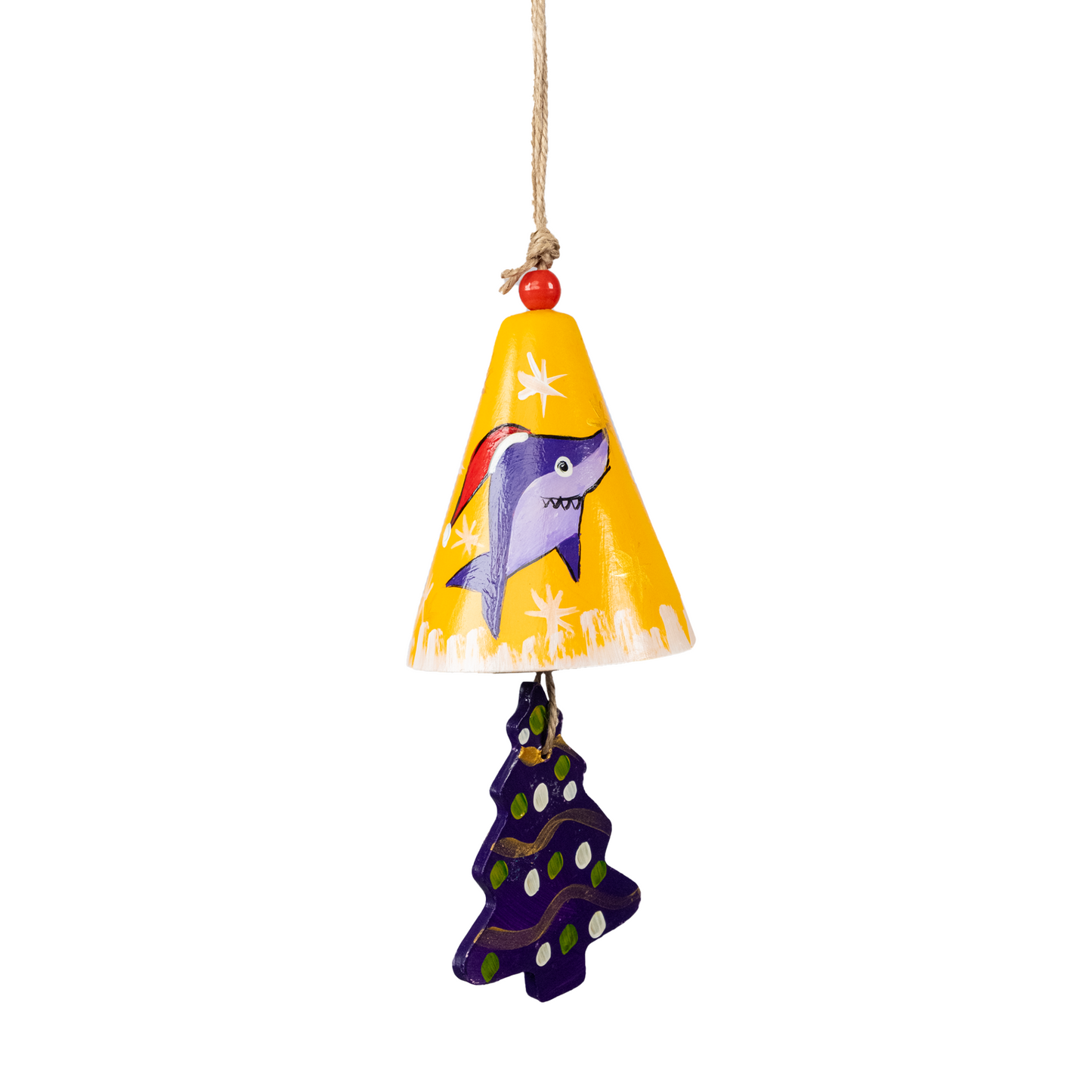 3" Dia. Ceramic Christmas Bell Ornament with Hanging Tree / PAY 4, GET 5 / Set of 5 / Home Decoration / Handmade / Handicraft / Hand-painted Christmas Ornaments