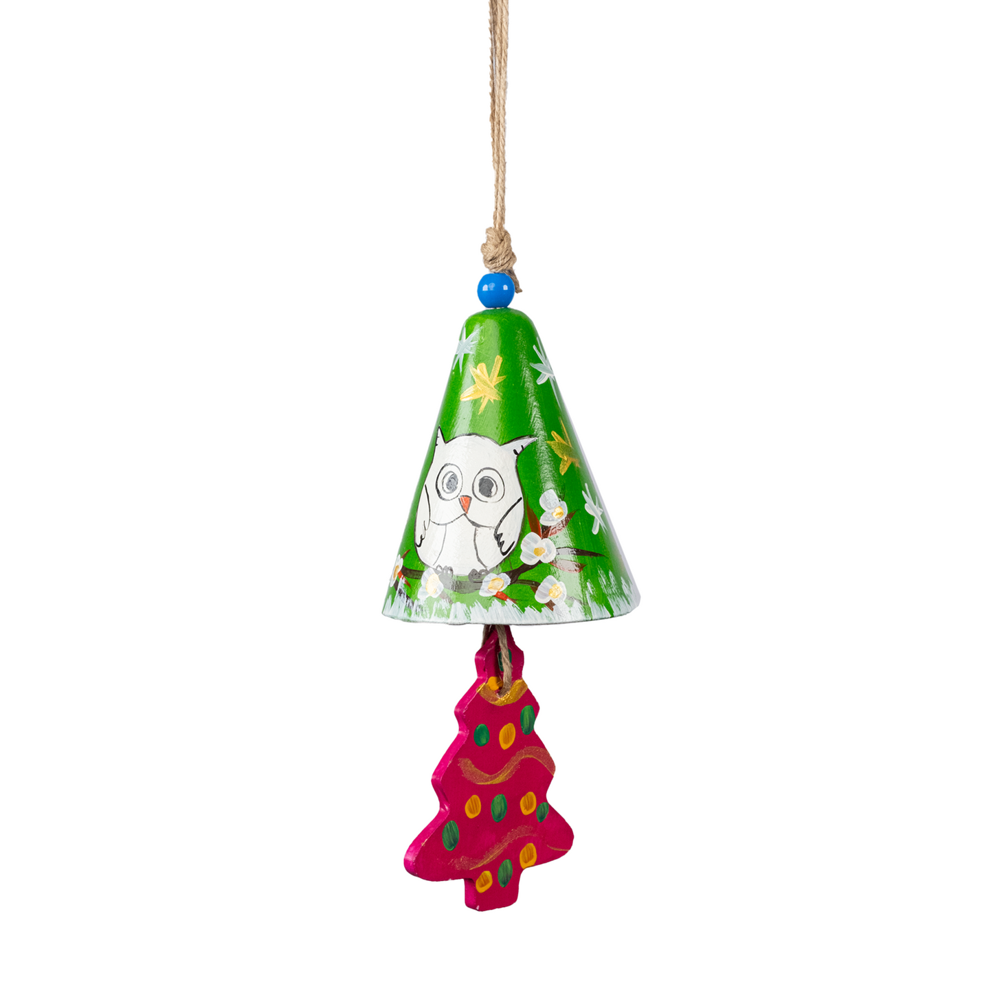 3" Dia. Ceramic Christmas Bell Ornament with Hanging Tree / PAY 4, GET 5 / Set of 5 / Home Decoration / Handmade / Handicraft / Hand-painted Christmas Ornaments