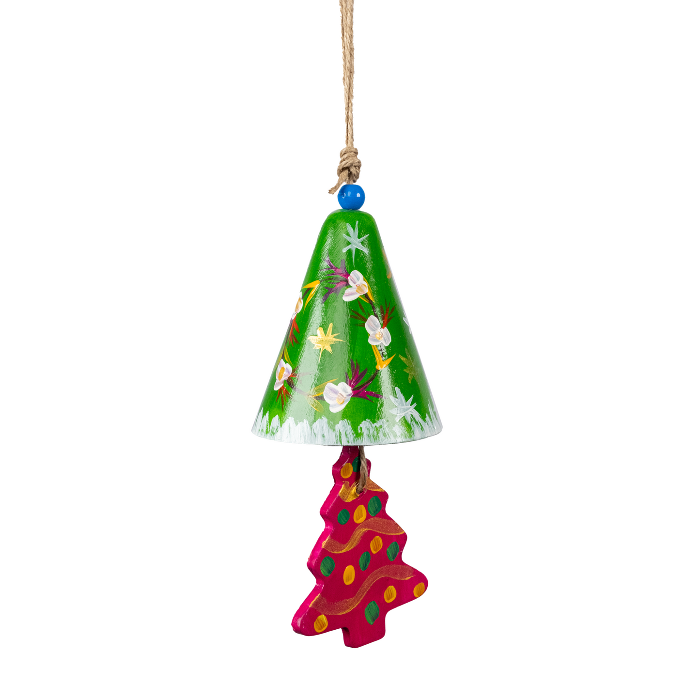 3" Dia. Ceramic Christmas Bell Ornament with Hanging Tree / PAY 4, GET 5 / Set of 5 / Home Decoration / Handmade / Handicraft / Hand-painted Christmas Ornaments