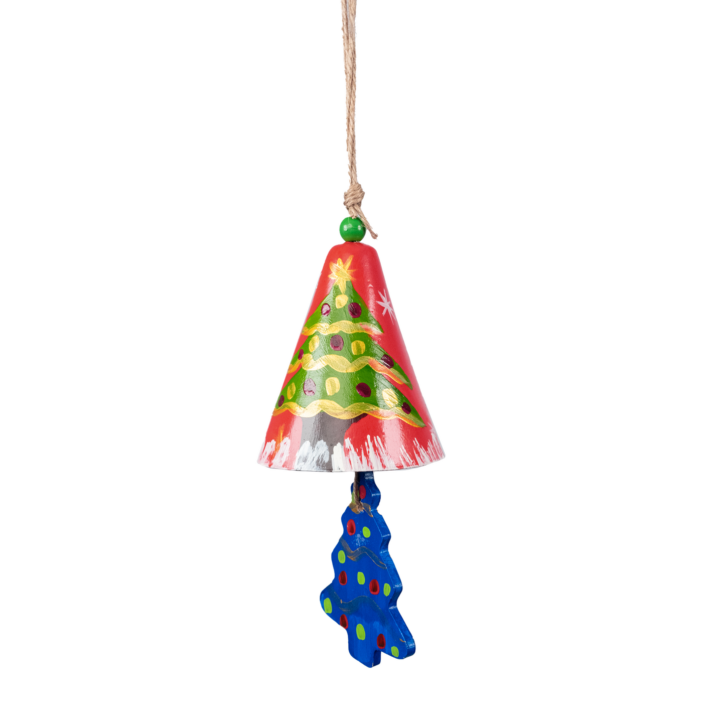 3" Dia. Ceramic Christmas Bell Ornament with Hanging Tree / PAY 4, GET 5 / Set of 5 / Home Decoration / Handmade / Handicraft / Hand-painted Christmas Ornaments