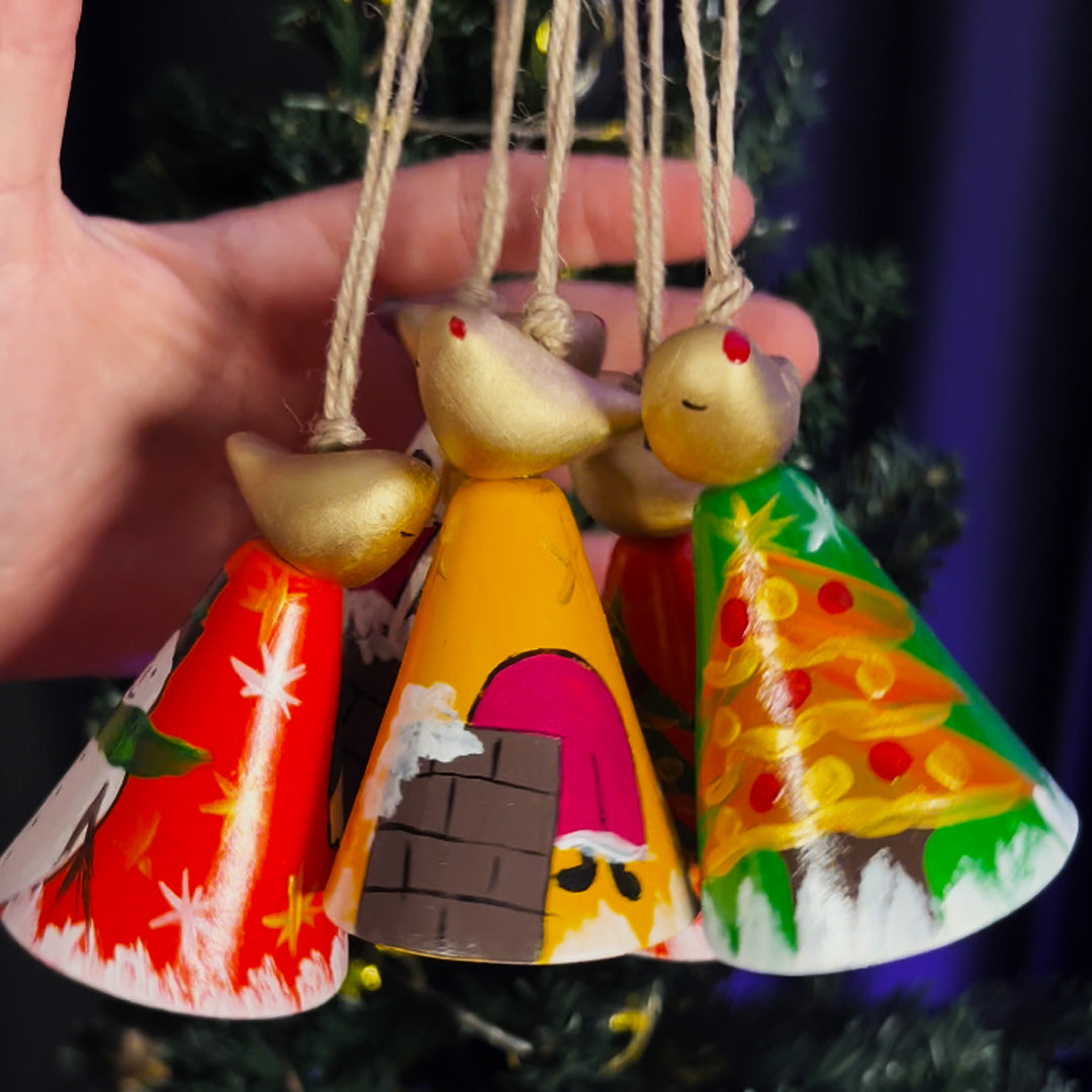 2" Dia. Ceramic Christmas Bell Ornaments, PAY 4, GET 5 / Set of 5 / Home Decoration / Handmade / Handicraft / Hand-painted Christmas Ornaments