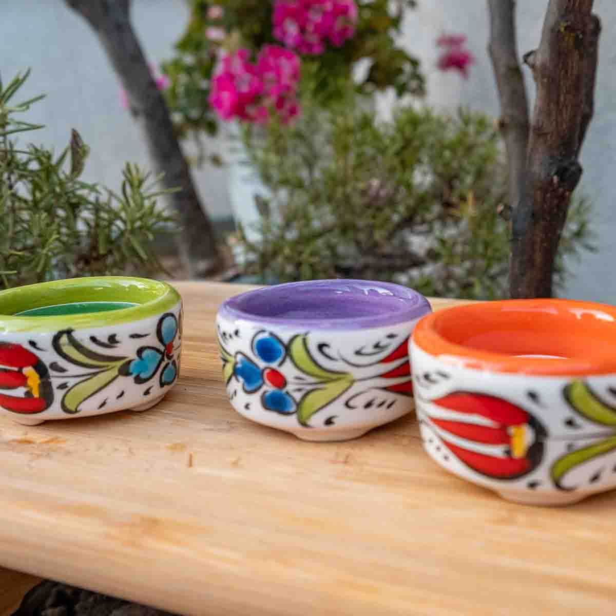 Small Handmade Ceramic Candle Holders - Set of 3 / Home Decoration / Handmade / Handicraft / Hand-painted Candle Holder Set of 3