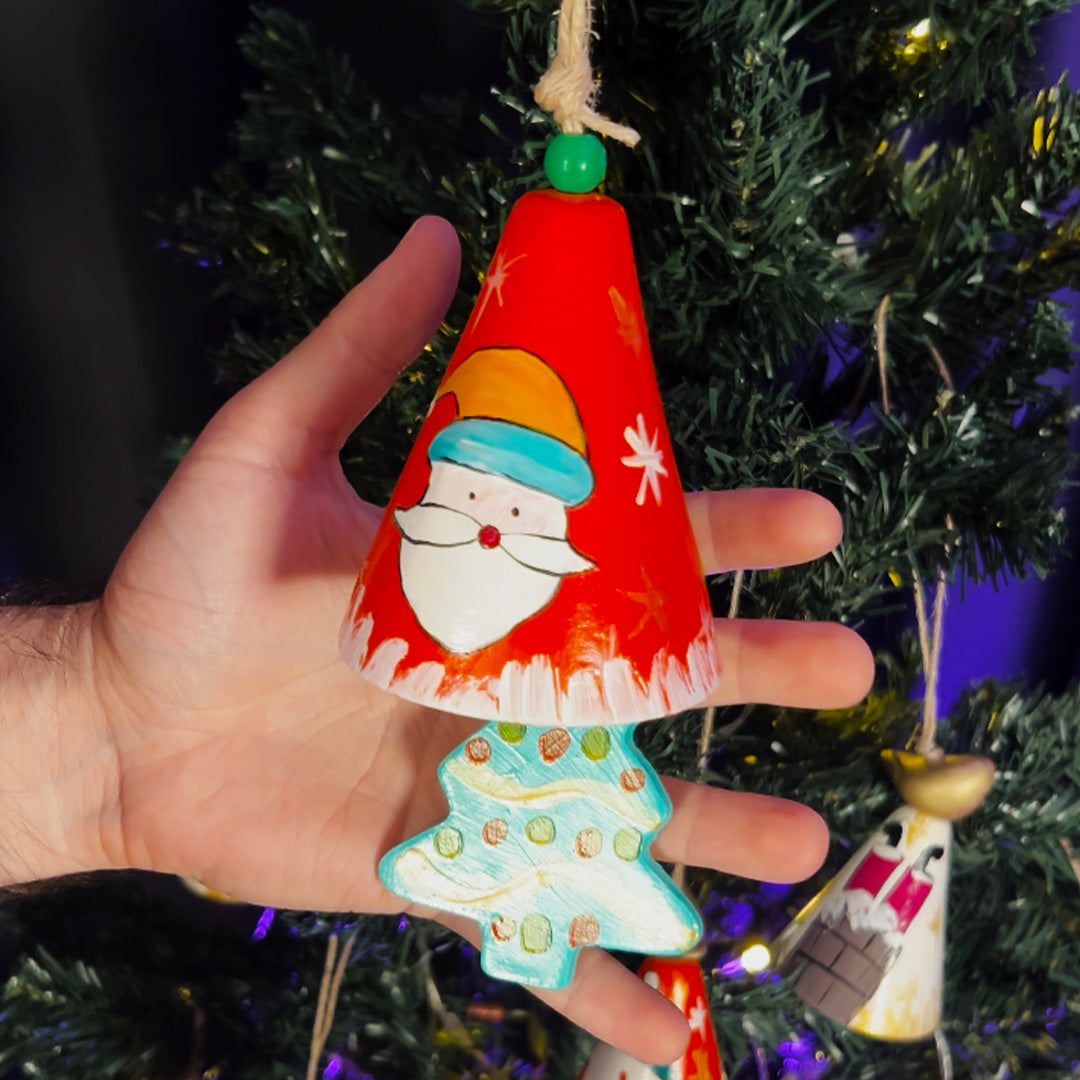 3" Dia. Ceramic Christmas Bell Ornament with Hanging Tree / PAY 4, GET 5 / Set of 5 / Home Decoration / Handmade / Handicraft / Hand-painted Christmas Ornaments