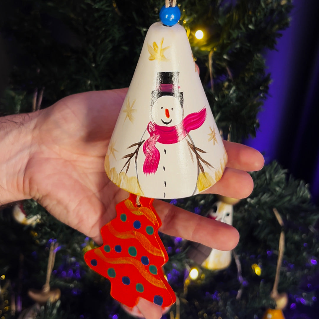 3" Dia. Ceramic Christmas Bell Ornament with Hanging Tree / PAY 4, GET 5 / Set of 5 / Home Decoration / Handmade / Handicraft / Hand-painted Christmas Ornaments